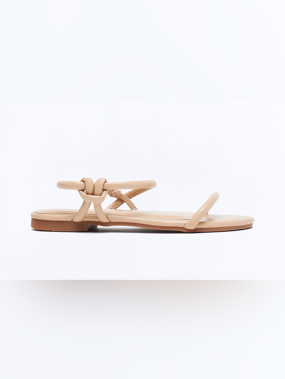 Fashion Nova Women’s Beige Knot Strap Flat Sandals🤍